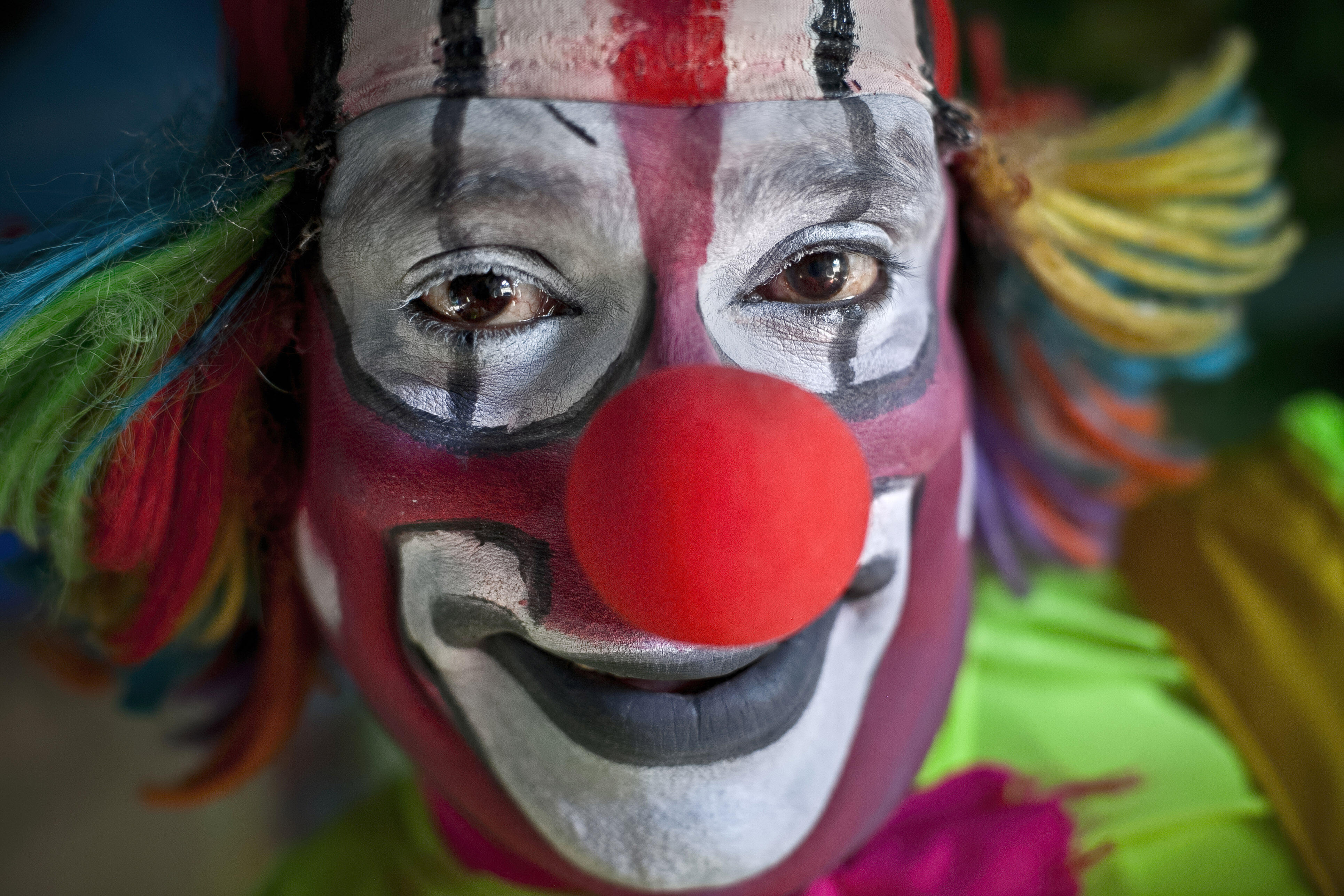 PIMPRI, INDIA - OCTOBER 17: Biju poses for a photograph before a performance on October 17, 2015 at the Rambo Circus in Pimpri, India. The Rambo Circus travels throughout India and hosts visiting circus artists from Ethiopia, Nepal, Russia, among other countries. A crackdown on the use of wild animals in the circus has led to a decline in the industry, but Rambo circus owner, Sujit Dilip, continues to attract customers with new acts and air conditioned tents. (Photo by Allison Joyce/Getty Images)