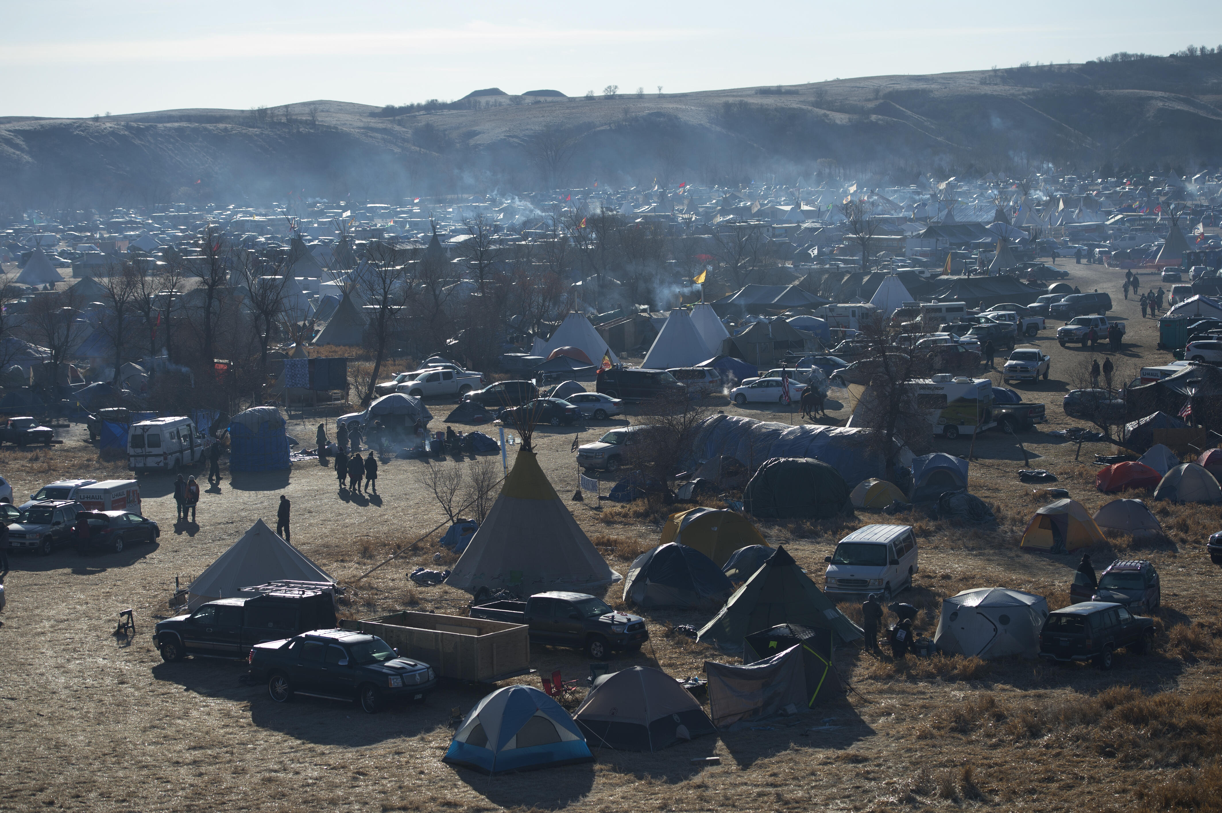 CANON BALL, ND - NOVEMBER 26: The Oceti Sakowin Camp on the Standing Rock Sioux Reservation in Canon Ball, North Dakota on November 26, 2016. The Army Corp of Engineers announced they will be removing the camp on December 5th on Saturday, displacing the e