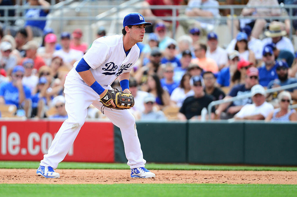 GLENDALE, AZ - MARCH 05:  Cody Bellinger #61 of the Los Angeles Dodgers in action during the spring training game against the Arizona Diamondbacks at Camelback Ranch on March 5, 2016 in Glendale, Arizona.  The Dodgers won 7-2.  (Photo by Jennifer Stewart/Getty Images)