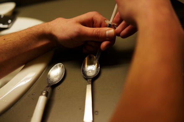 ST. JOHNSBURY, VT - FEBRUARY 06:  Drugs are prepared to shoot intravenously by a user addicted to heroin on February 6, 2014 in St. Johnsbury Vermont. Vermont Governor Peter Shumlin recently devoted his entire State of the State speech to the scourge of h
