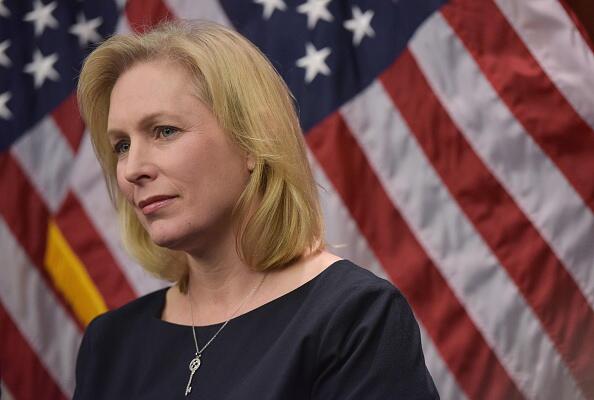 Senator Kirsten Gillibrand, D-NY, listens to a speaker during a press conference to announce a new medical marijuana bill at the US Capitol on March 10, 2014 in Washington, DC. AFP PHOTO/MANDEL NGAN        (Photo credit should read MANDEL NGAN/AFP/Getty Images)