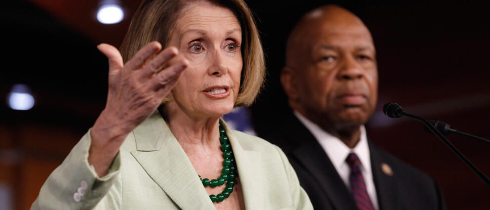 WASHINGTON, DC - MAY 26:  House Minority Leader Nancy Pelosi (D-CA) (L) and Rep. Elijah Cummings (D-MA) hold a news conference at the U.S. Capitol May 26, 2011 in Washington, DC. During her weekly press conference, Pelosi accused Republicans of wanting to