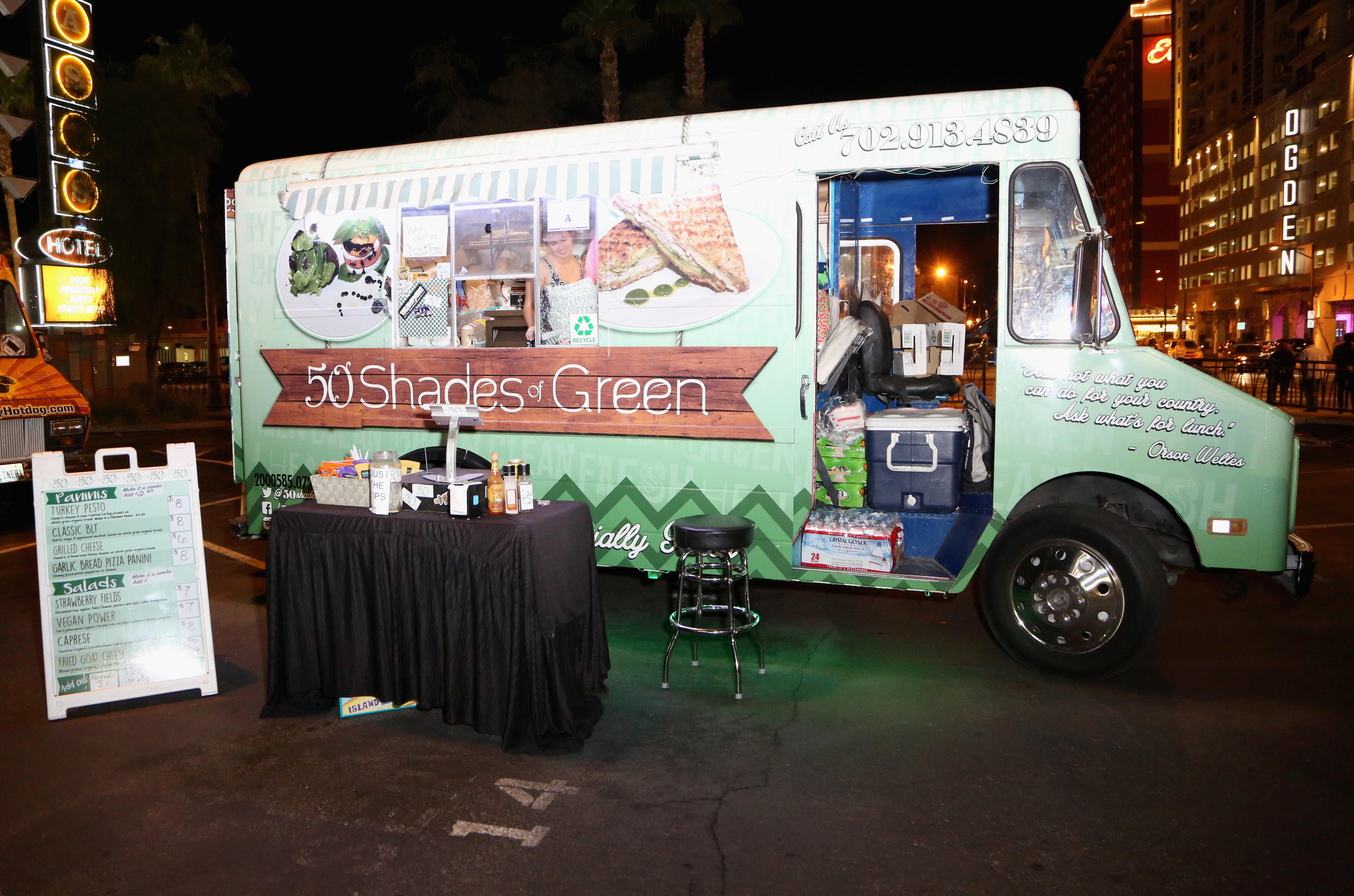 LAS VEGAS, NV - MARCH 09:  A view of food trucks during the closing night party sponsored by MillerCoors during the 31st annual Nightclub & Bar Convention and Trade Show at the Gold Spike Hotel & Casino on March 9, 2016 in Las Vegas, Nevada.  on March 9, 