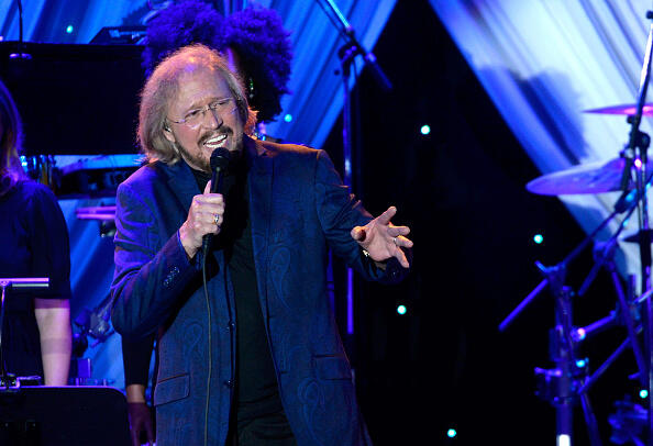 BEVERLY HILLS, CA - FEBRUARY 07:  Singer Barry Gibb of The Bee Gees performs onstage during the Pre-GRAMMY Gala and Salute To Industry Icons honoring Martin Bandier at The Beverly Hilton Hotel on February 7, 2015 in Beverly Hills, California.  (Photo by Kevork Djansezian/Getty Images)