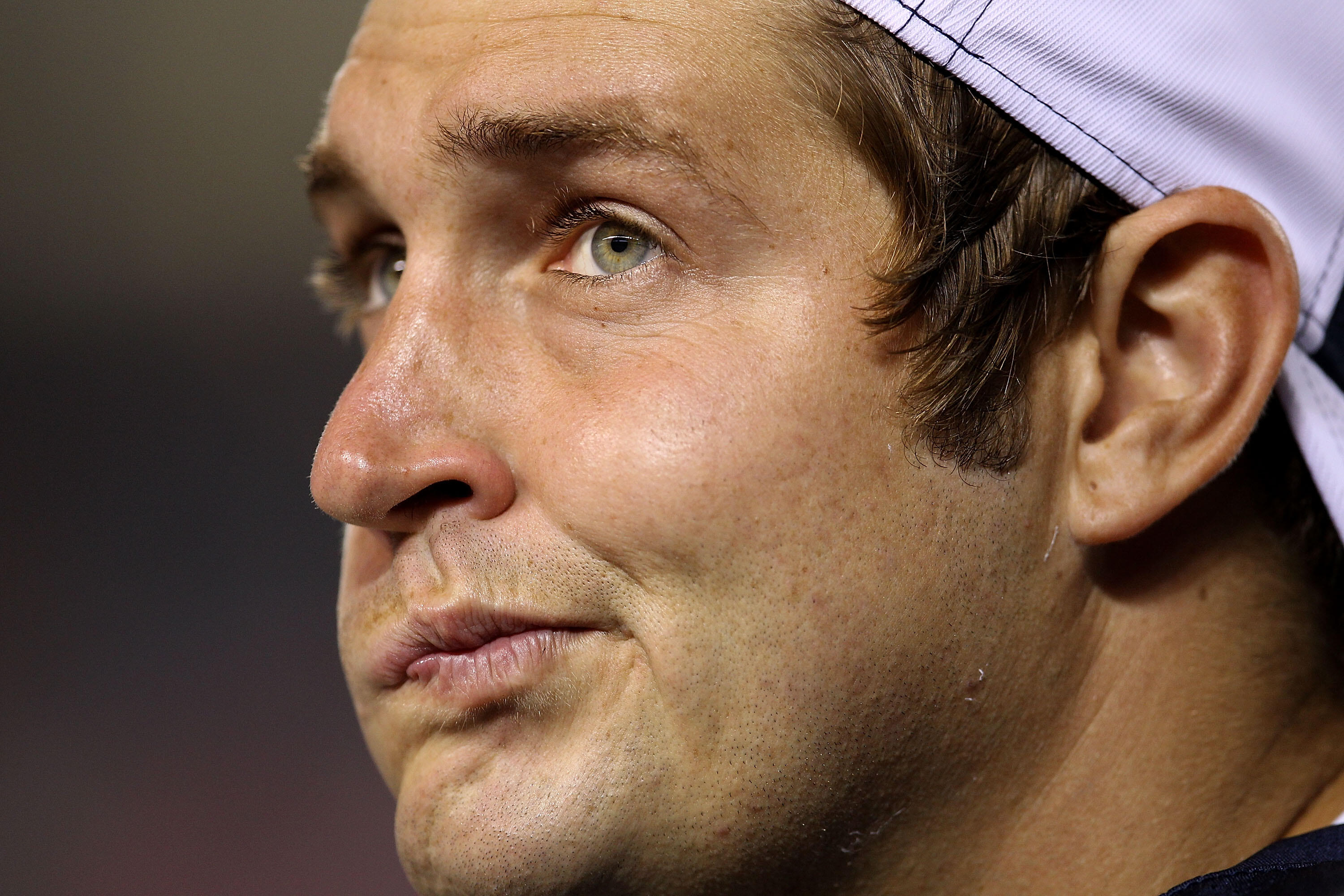 CHICAGO - AUGUST 21:  Jay Cutler #6 of the Chicago Bears makes a face on the sidelines as his teammates take on the Oakland Raiders during a preseason game at Soldier Field on August 21, 2010 in Chicago, Illinois. The Raiders defeated the Bears 32-17.  (P