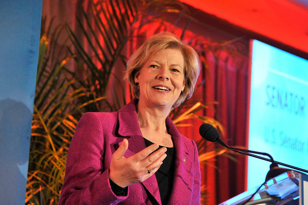 WASHINGTON, DC - MARCH 03:  Senator Tammy Baldwin speaks at EMILY's List 30th Anniversary Gala at Washington Hilton on March 3, 2015 in Washington, DC.  (Photo by Kris Connor/Getty Images for EMILY's List)