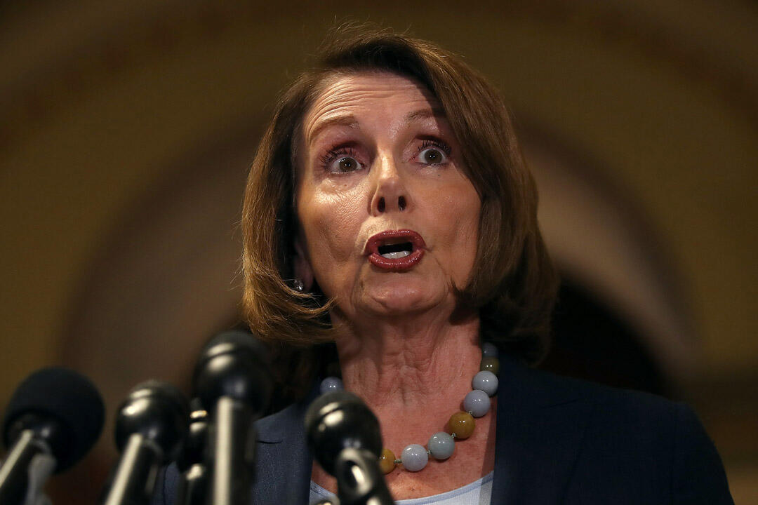 WASHINGTON, DC - MARCH 13:  House Minority Leader Nancy Pelosi (D-CA) speaks to reporters during a news conference at the U.S. Capitol on March 13, 2017 in Washington, DC.  House Minority Leader Nancy Pelosi and Senate Minority Leader Charles Schumer (D-N