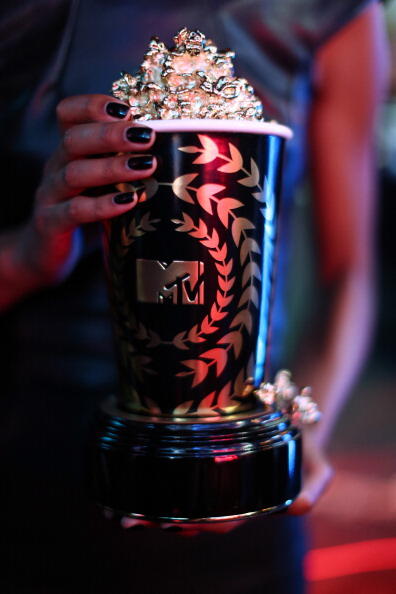 LOS ANGELES, CA - APRIL 13:  A view of the Golden Popcorn Award at the 2014 MTV Movie Awards at Nokia Theatre L.A. Live on April 13, 2014 in Los Angeles, California.  (Photo by Christopher Polk/Getty Images for MTV)