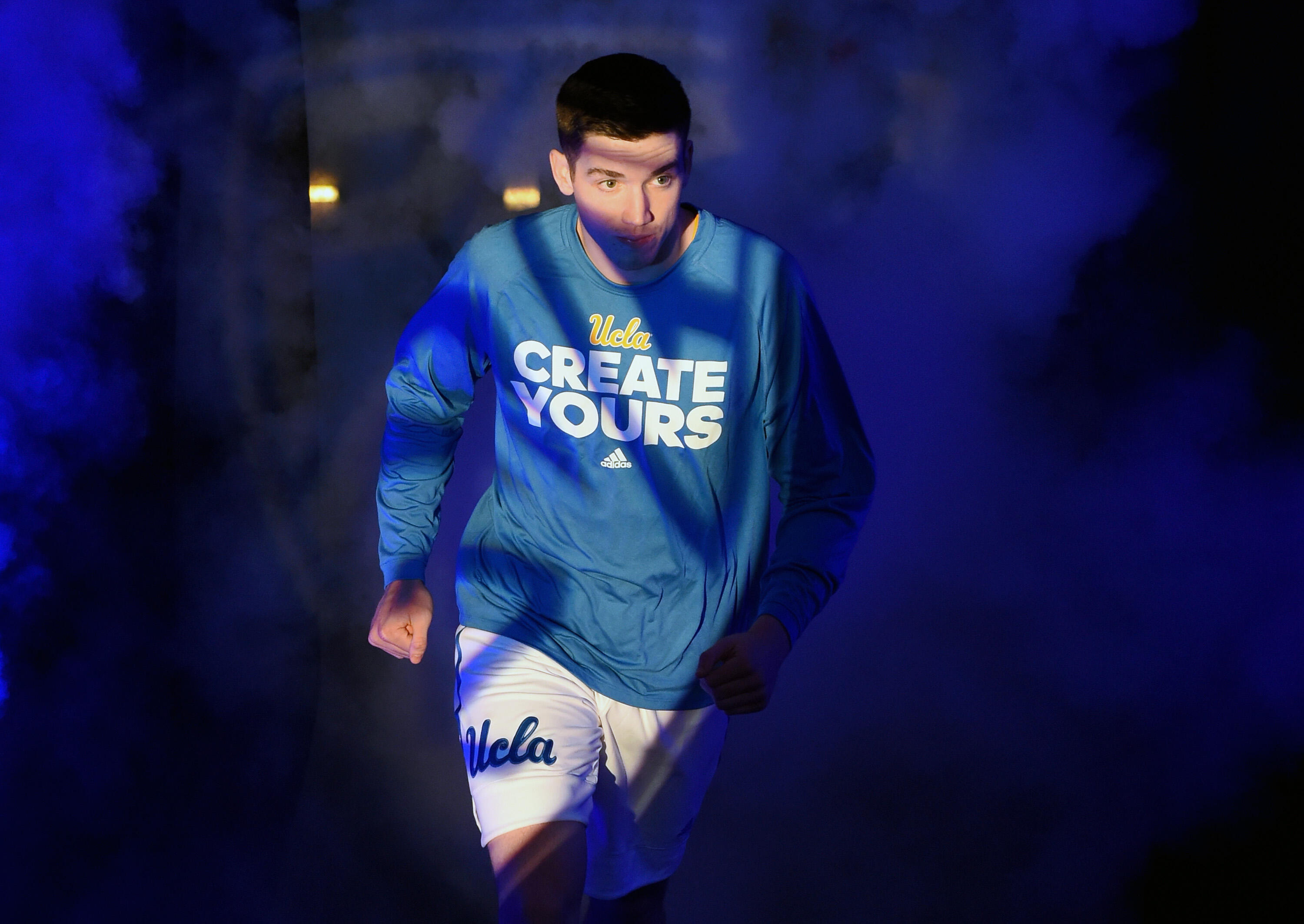 LAS VEGAS, NV - MARCH 09:  TJ Leaf #22 of the UCLA Bruins is introduced before a quarterfinal game of the Pac-12 Basketball Tournament against the USC Trojans at T-Mobile Arena on March 9, 2017 in Las Vegas, Nevada. UCLA won 76-74.  (Photo by Ethan Miller