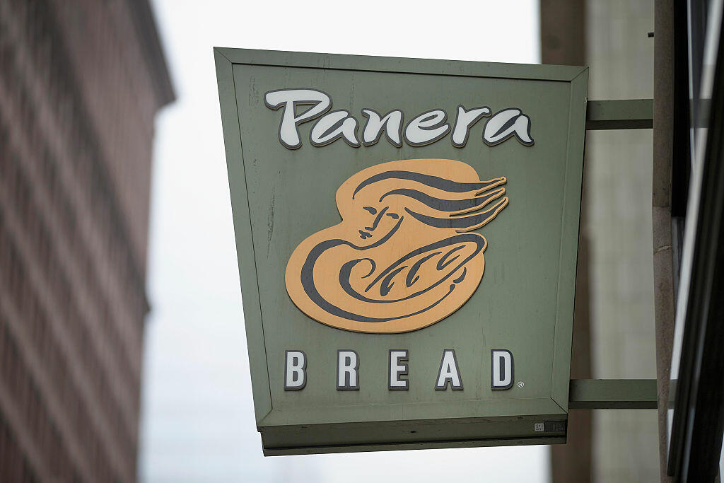 CHICAGO, IL - MAY 05:  A sign marks the location of a Panera Bread restaurant on May 5, 2015 in Chicago, Illinois.  The company said today it has eliminated or intends to eliminate by the end of 2016 a list of more than 150 artificial colors, flavors, sweeteners and preservatives from food served in its U.S. restaurants.  (Photo by Scott Olson/Getty Images)