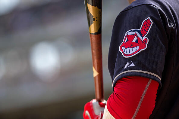 MINNEAPOLIS, MN- APRIL 18: The Cleveland Indians logo on a sleeve patch of the uniform against the Minnesota Twins on April 18, 2015 at Target Field in Minneapolis, Minnesota. The Indians defeated the Twins 4-2. (Photo by Brace Hemmelgarn/Minnesota Twins/Getty Images)