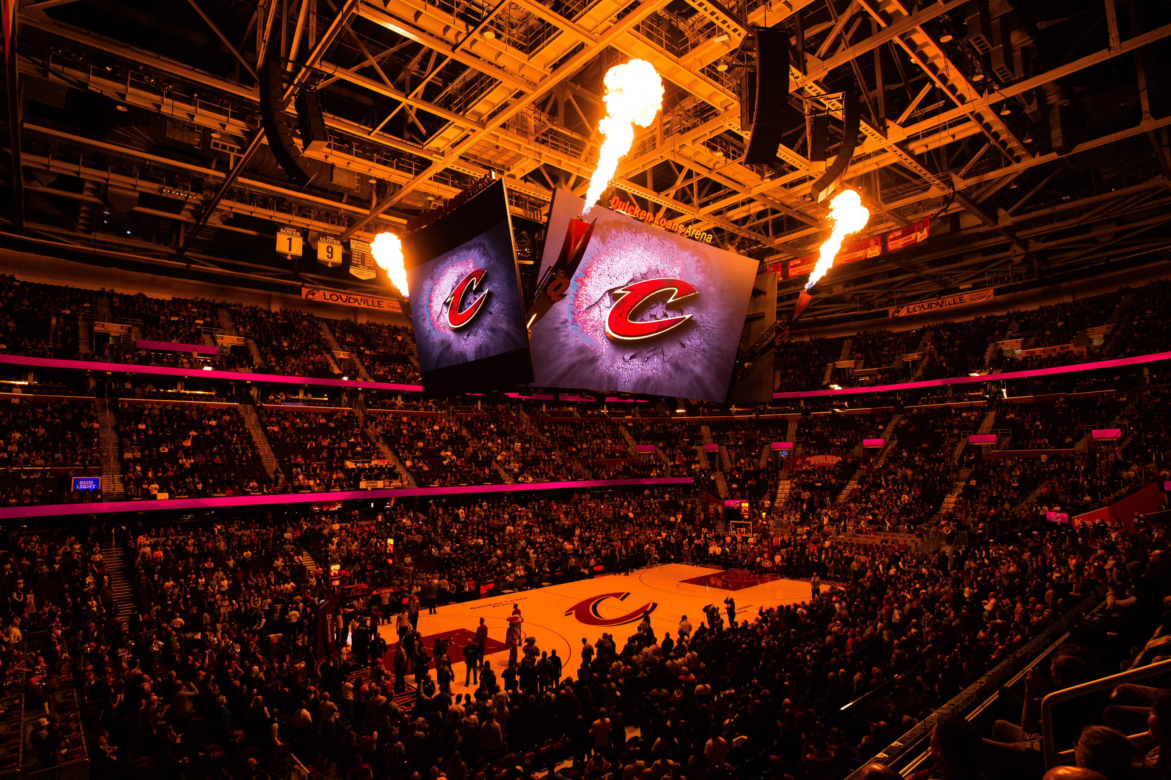 CLEVELAND, OH - NOVEMBER 15: A general stadium view during Cleveland Cavaliers players introductions prior to the game against the Toronto Raptors at Quicken Loans Arena on November 15, 2016 in Cleveland, Ohio. The Cavaliers defeated the Raptors 121-117. 