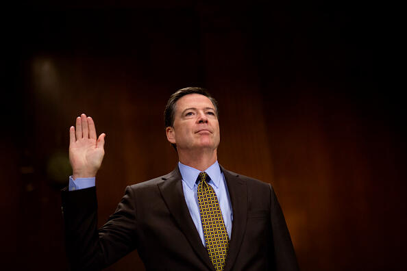 WASHINGTON, DC - MAY 3:  Director of the Federal Bureau of Investigation, James Comey testifies in front of the Senate Judiciary Committee during an oversight hearing on the FBI on Capitol Hill May 3, 2017 in Washington, DC. Comey is expected to answer questions about Russian involvement into the 2016 presidential election.   (Photo by Eric Thayer/Getty Images)
