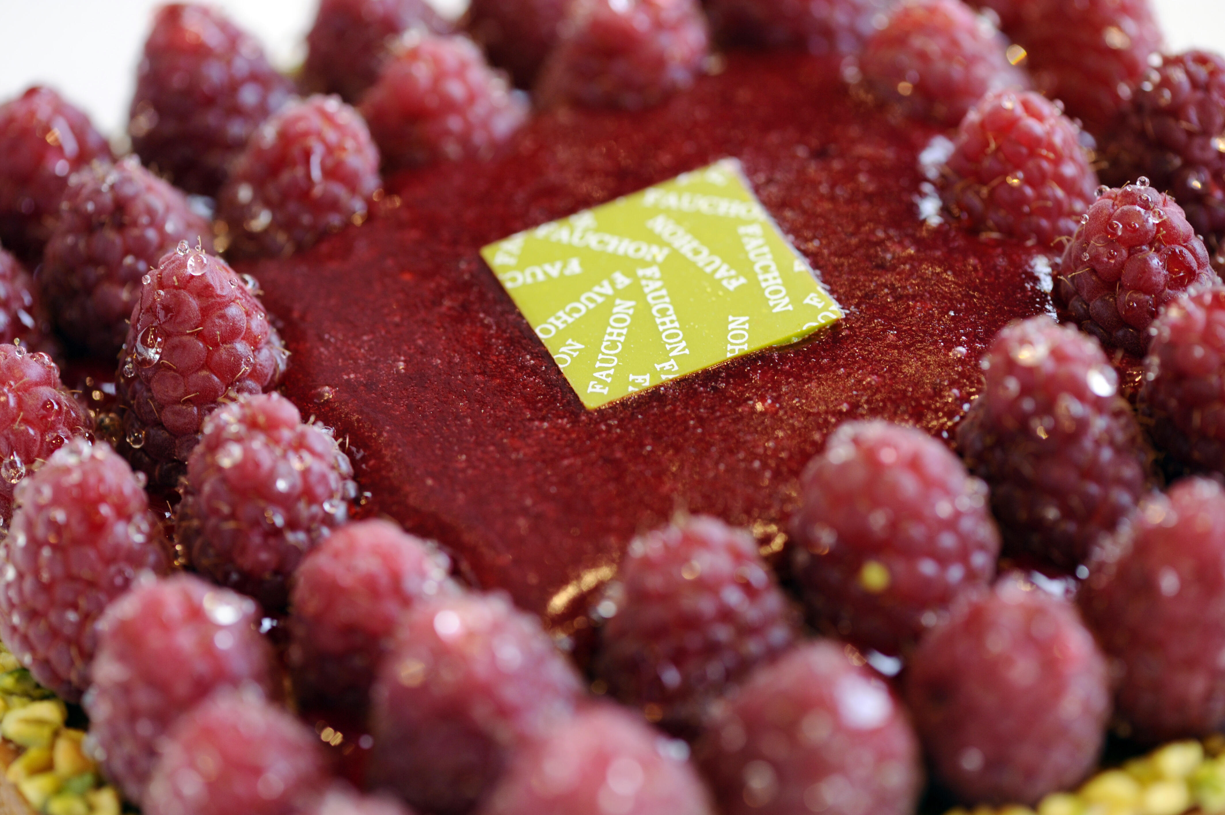 Raspberries pie is pictured at a shop of French gourmet food company Fauchon, on October 27, 2011 in Paris. AFP PHOTO MIGUEL MEDINA (Photo credit should read MIGUEL MEDINA/AFP/Getty Images)