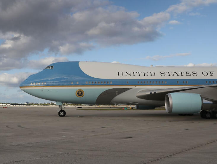 President Donald Trump, his wife Melania Trump arrive together on Air Force One at the Palm Beach International Airport to spend Easter weekend at Mar-a-Lago resort on April 13, 2017 in West Palm Beach, Florida. President Trump has made numerous trips to his Florida home and according to reports has cost over an estimated $20 million in his first 80 days in office. 