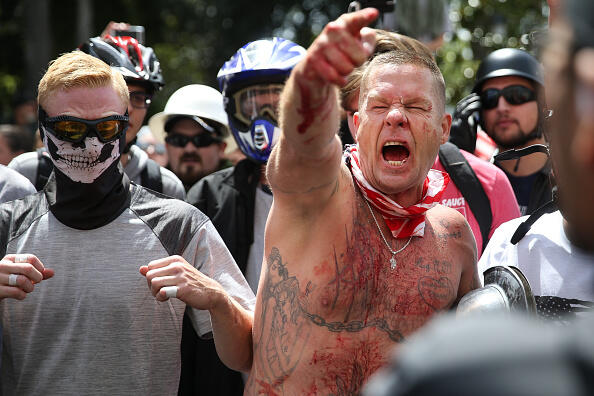BERKELEY, CA - APRIL 15: Trump supporters face off with protesters at a 