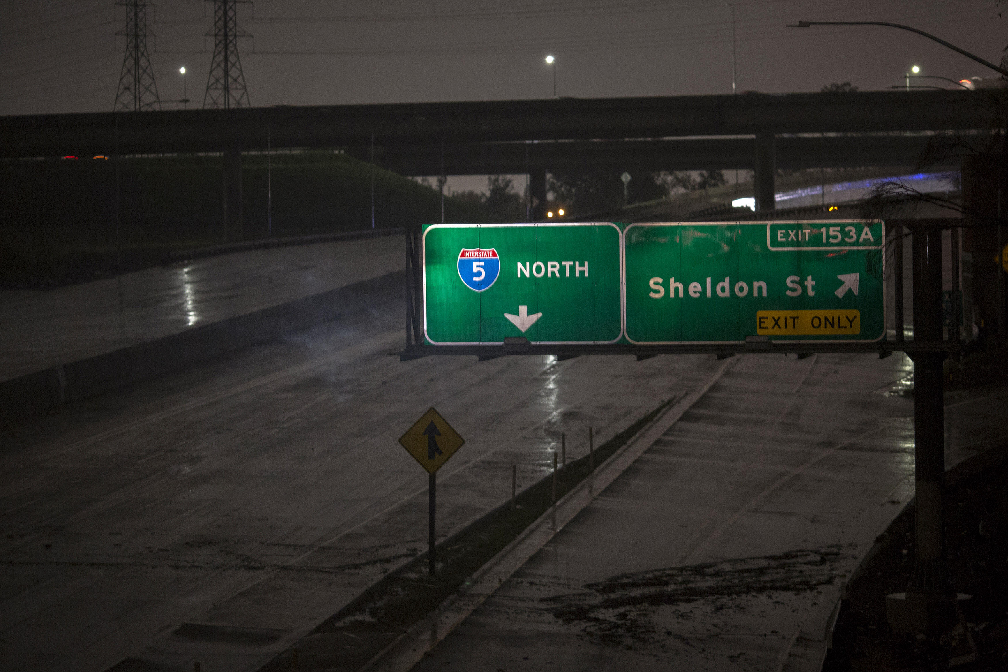 SUN VALLEY, CA - FEBRUARY 17:  The busy I5 freeway is shut down in both direction because of flooding as a powerful storm moves across Southern California on February 17, 2017 in Sun Valley, California. After years of severe drought, heavy winter rains ha