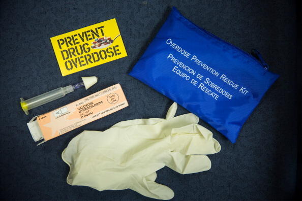 NEW YORK, NY - MAY 27:  A kit of Naloxone, a heroin antidote that can reverse the effects of an opioid overdose, is displayed at a press conference about a new community prevention program for heroin overdoses in which New York police officers will carry kits of Naloxone, on May 27, 2014 in New York City. The New York Police Department is being provided 19,500 kits for officers; the program will begin after officers receive training. The Naloxone is administered nasally.  (Photo by Andrew Burton/Getty Images)