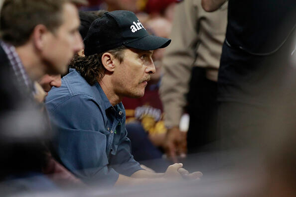 CLEVELAND, OH - MAY 23:  Actor Matthew McConaughey attends Game Four of the 2017 NBA Eastern Conference Finals between the Cleveland Cavaliers and the Boston Celtics at Quicken Loans Arena on May 23, 2017 in Cleveland, Ohio. NOTE TO USER: User expressly acknowledges and agrees that, by downloading and or using this photograph, User is consenting to the terms and conditions of the Getty Images License Agreement.  (Photo by Gregory Shamus/Getty Images)