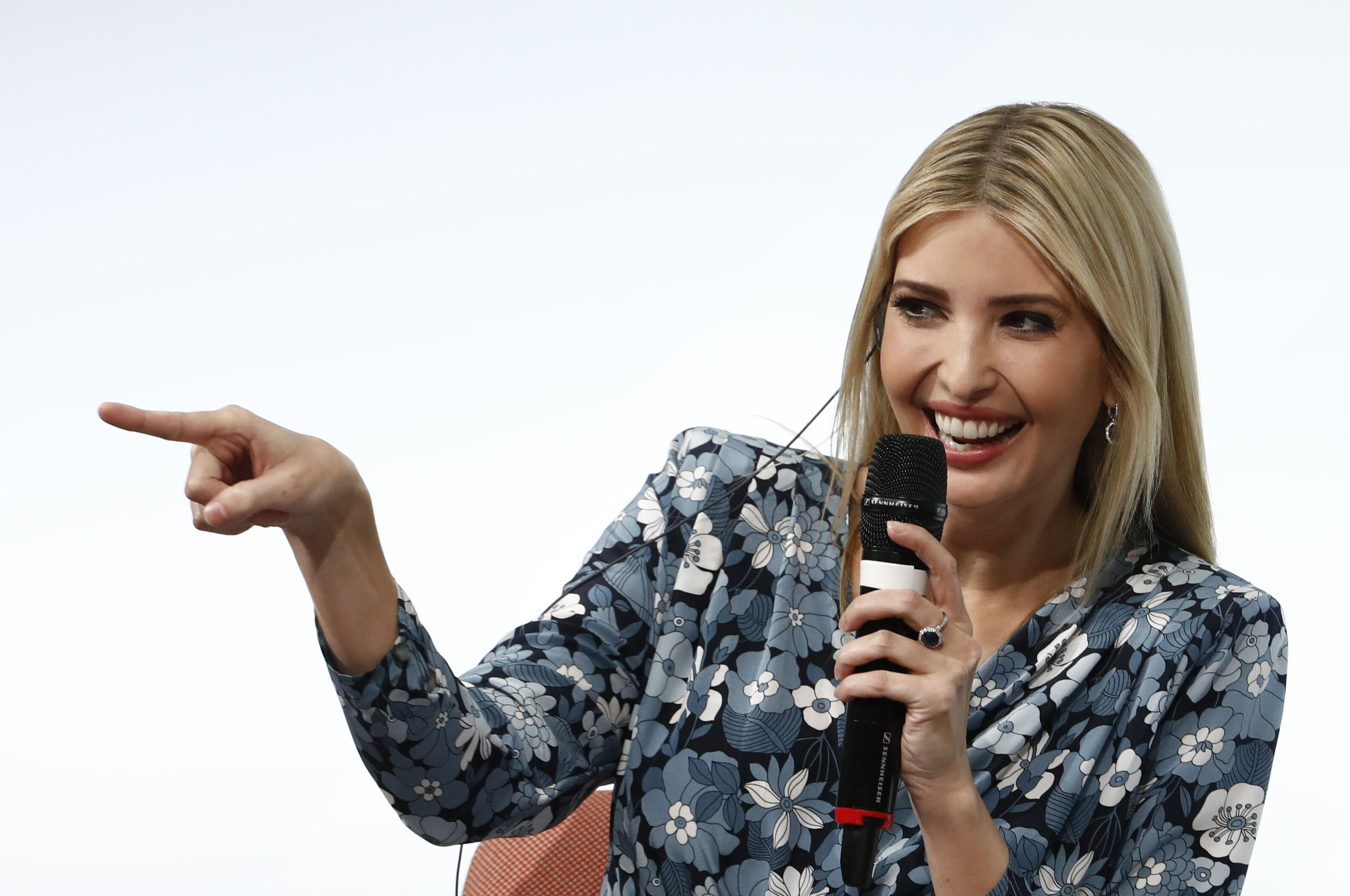 (L-R) First Daughter and Advisor to the US President Ivanka Trump attends a panel discussion at the W20 women's empowerment summit sponsored by the Group of 20 major economic powers on April 25, 2017 in Berlin.  On her first official trip as presidential 