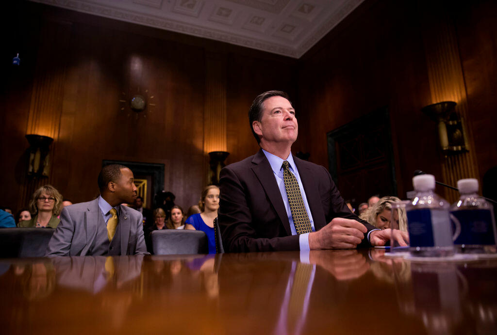 WASHINGTON, DC - MAY 3:  Director of the Federal Bureau of Investigation, James Comey testifies in front of the Senate Judiciary Committee during an oversight hearing on the FBI on Capitol Hill May 3, 2017 in Washington, DC.   Comey is expected to answer questions about Russian involvement into the 2016 presidential election.   (Photo by Eric Thayer/Getty Images)