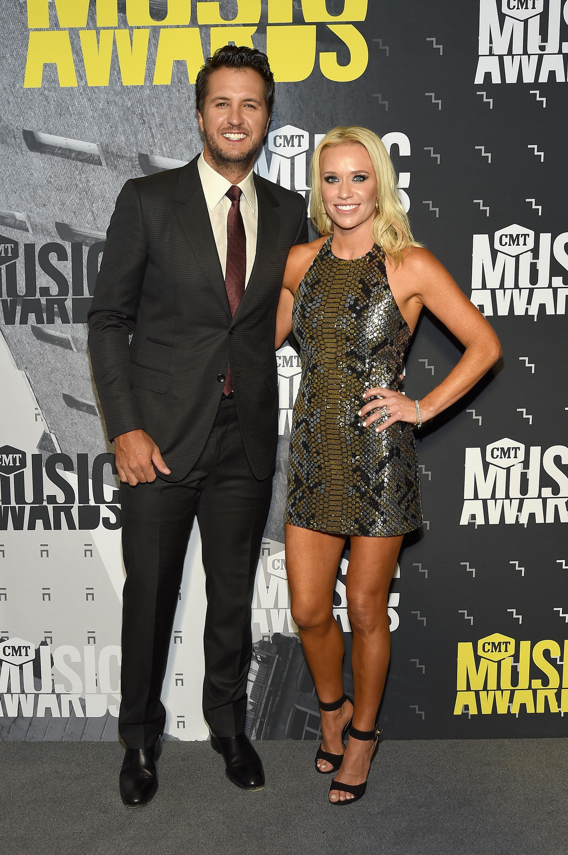NASHVILLE, TN - JUNE 07: Singer-songwriter Luke Bryan (L) and Caroline Boyer attend the 2017 CMT Music awards at the Music City Center on June 7, 2017 in Nashville, Tennessee.  (Photo by Rick Diamond/Getty Images for CMT)