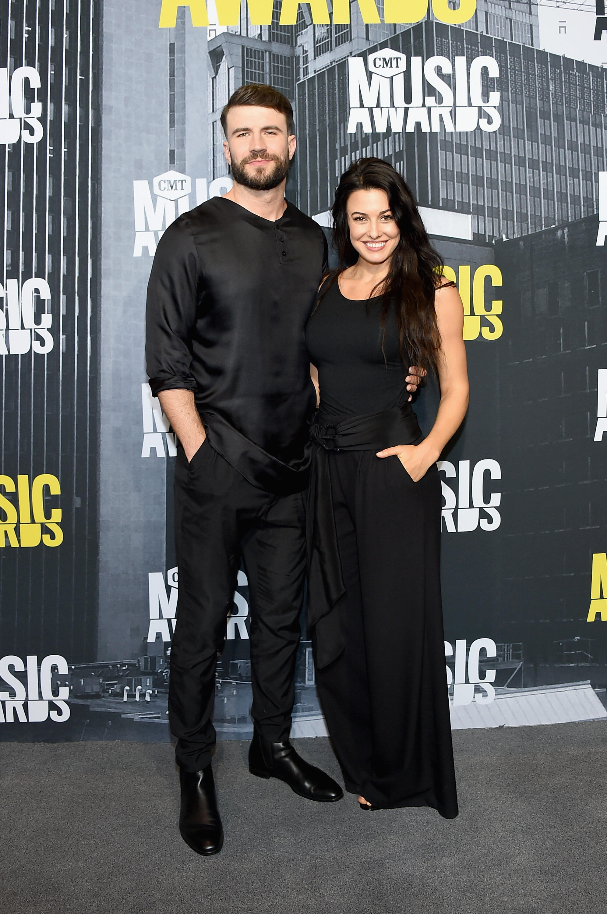 NASHVILLE, TN - JUNE 07:  Singer-songwriter Sam Hunt and Hannah Lee Fowler attend the 2017 CMT Music awards at the Music City Center on June 7, 2017 in Nashville, Tennessee.  (Photo by Michael Loccisano/Getty Images For CMT)