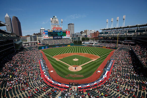 CLEVELAND, OH - JULY 26:  A general view of Progressive Field during the first inning of the game between the Cleveland Indians and the Chicago White Sox on July 26, 2015 at Progressive Field in Cleveland, Ohio.   The White Sox defeated the Indians 2-1.  (Photo by David Maxwell/Getty Images)