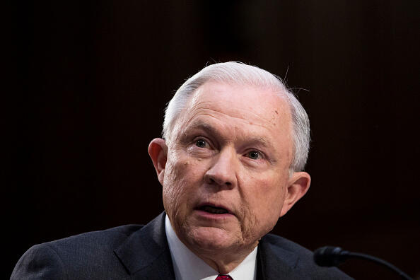 WASHINGTON, DC - JUNE 13: U.S. Attorney General Jeff Sessions testifies before the Senate Intelligence Committee on Capitol Hill June 13, 2017 in Washington, DC. Sessions recused himself from the Russia investigation and he was later discovered to have had contact with the Russian ambassador last year despite testifying to the contrary during his confirmation hearing.  (Photo by Zach Gibson/Getty Images)