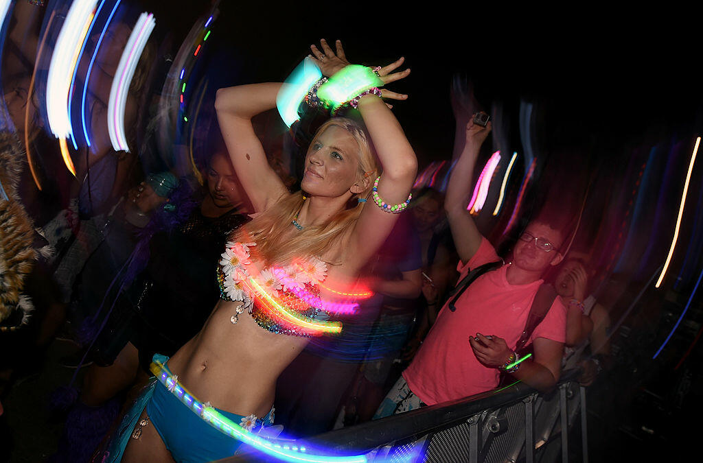 LAS VEGAS, NV - JUNE 21:  Joy Howarth of Nevada dances during a set by Gareth Emery at the 18th annual Electric Daisy Carnival at Las Vegas Motor Speedway on June 21, 2014 in Las Vegas, Nevada.  (Photo by Ethan Miller/Getty Images)