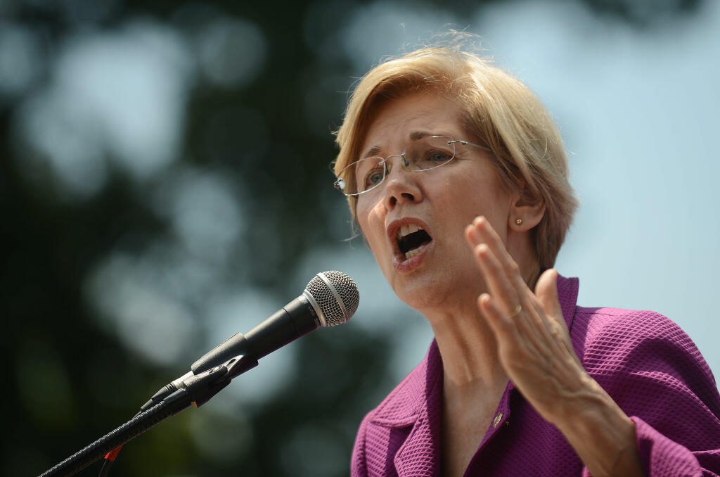 WASHINGTON, DC - JUNE 21: U.S. Sen. Elizabeth Warren (D-MA) speaks at a rally to oppose the repeal of the Affordable Care Act and its replacement on Capitol Hill on June 21, 2017 in Washington, DC. Criticism is mounting on the GOP for health care reform legislation being done behind closed doors. (Photo by Astrid Riecken/Getty Images)
