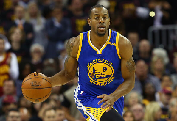 CLEVELAND, OH - JUNE 07:  Andre Iguodala #9 of the Golden State Warriors handles the ball on offense against the Cleveland Cavaliers during the first half of Game 3 of the 2017 NBA Finals at Quicken Loans Arena on June 7, 2017 in Cleveland, Ohio. NOTE TO USER: User expressly acknowledges and agrees that, by downloading and or using this photograph, User is consenting to the terms and conditions of the Getty Images License Agreement.  (Photo by Ronald Martinez/Getty Images)