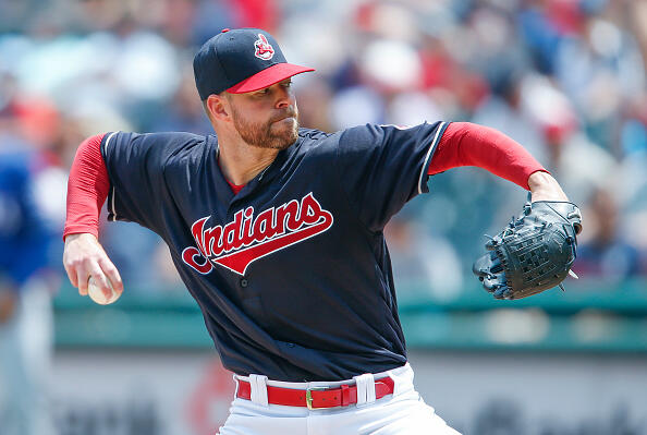 CLEVELAND, OH - JUNE 29: Corey Kluber #28 of the Cleveland Indians pitches against the Texas Rangers during the second inning at Progressive Field on June 29, 2017 in Cleveland, Ohio. (Photo by Ron Schwane/Getty Images)