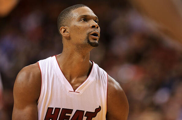 MIAMI, FL - JANUARY 04: Chris Bosh #1 of the Miami Heat shoots a foul shot during a game against the Indiana Pacers at American Airlines Arena on January 4, 2016 in Miami, Florida. NOTE TO USER: User expressly acknowledges and agrees that, by downloading and/or using this photograph, user is consenting to the terms and conditions of the Getty Images License Agreement. Mandatory copyright notice:  (Photo by Mike Ehrmann/Getty Images)