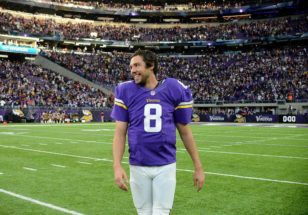 MINNEAPOLIS, MN - NOVEMBER 20: Sam Bradford #8 of the Minnesota Vikings on field after the game against the Arizona Cardinals on November 20, 2016 at US Bank Stadium in Minneapolis, Minnesota. The Vikings defeated the Cardinals 30-24. (Photo by Hannah Foslien/Getty Images)