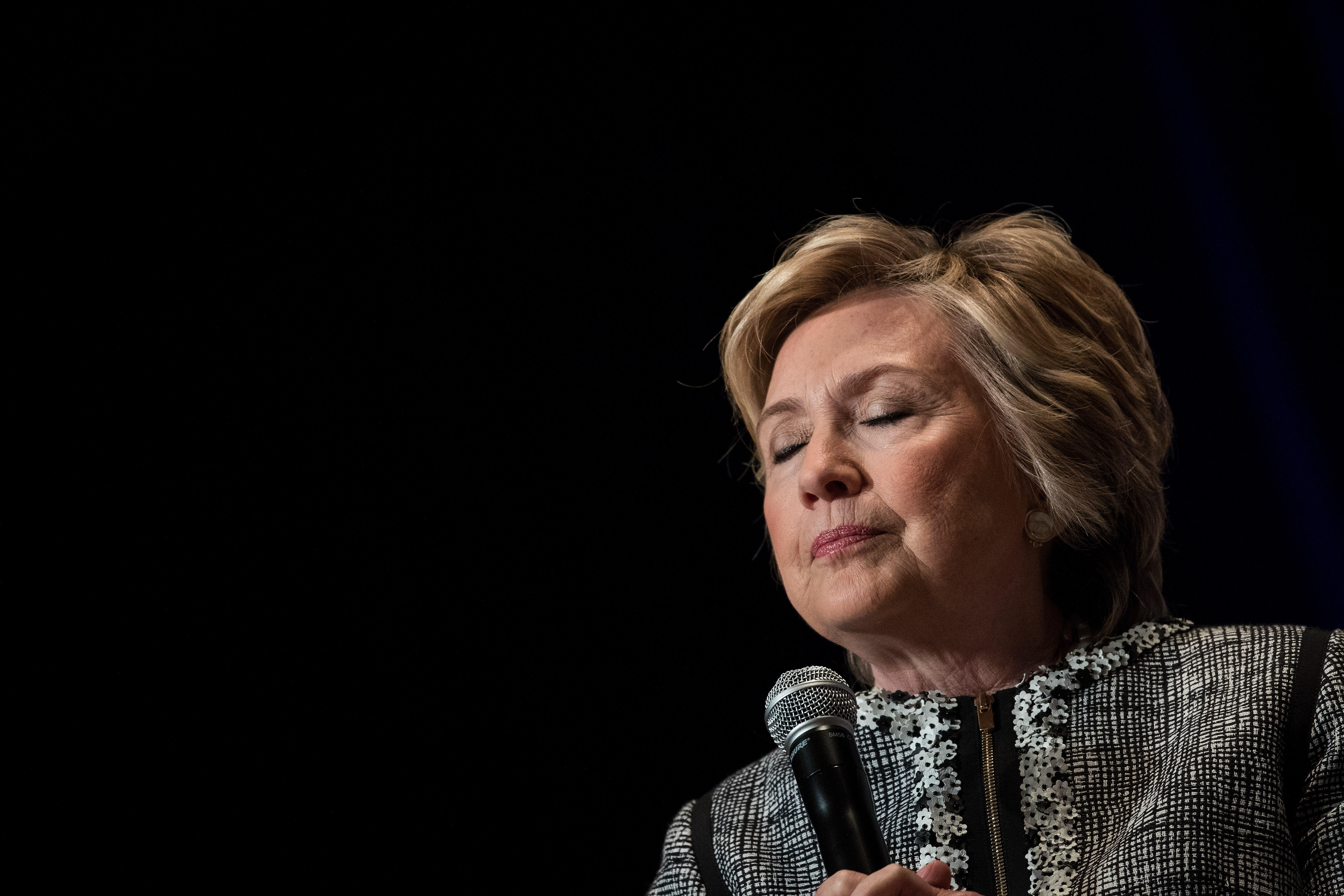 NEW YORK, NY - JUNE 1: Former U.S. Secretary of State and 2016 presidential candidate Hillary Clinton pauses while speaking during BookExpo 2017 at the Jacob K. Javits Convention Center, June 1, 2017 in New York City. Clinton will release her latest memoi