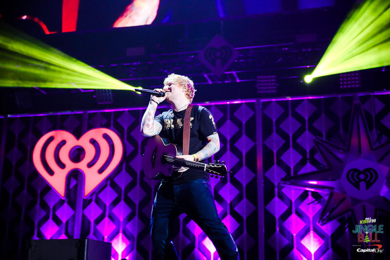 Ed Sheeran performing at the iHeartRadio Jingle Ball hosted by KIIS FM at The Forum on December 1, 2017  Photo Credit: Joel Marasigan