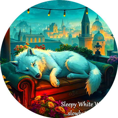 Sleepy White Wolf