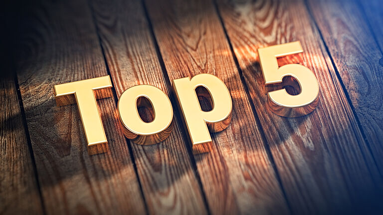 Word Top 5 on wood planks