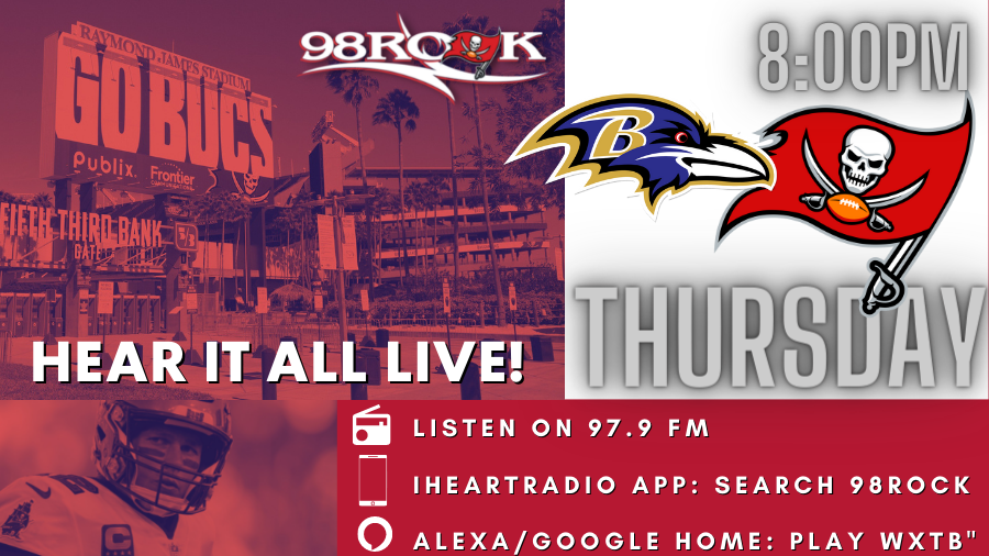 BUCS VS. RAVENS THURSDAY LISTEN LIVE INFO 98ROCK