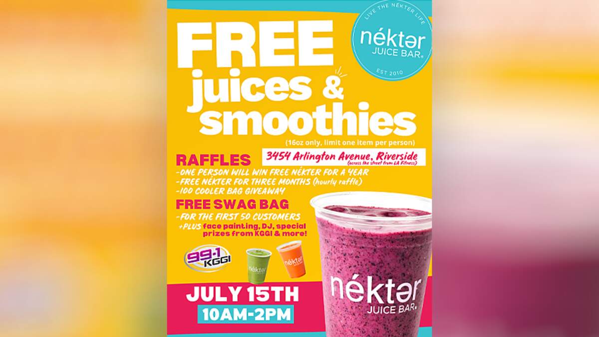 Join Us for the Grand Opening of Nekter Juice Bar in Riverside 99.1 KGGI