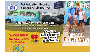 Community - Meet Mindy THIS Saturday from 10am-Noon at Subaru of Melbourne 11/8