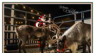 Santa and his REAL Reindeer at the OK Cafe