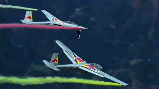 Skydiver's Glider Stunt