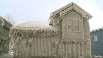 Video: Winter Conditions at Lake Erie Coat Houses in Thick Layer of Ice