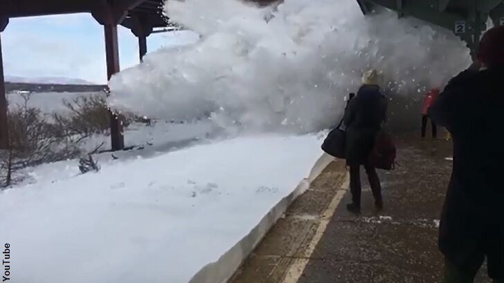 Watch: Amtrak Train Unleashes Giant Wave of Snow on Commuters