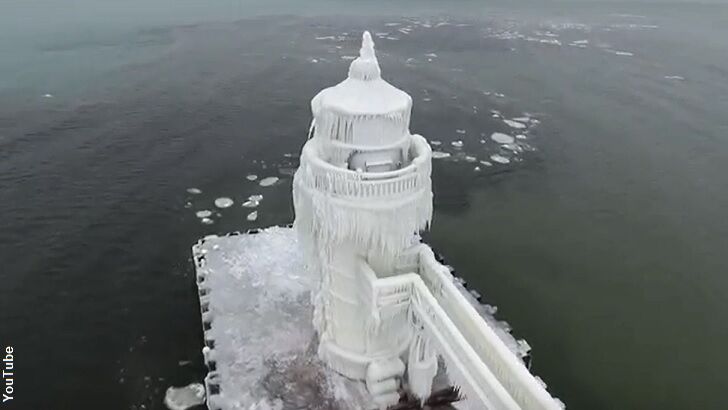 Watch: Drone Films Icy Lighthouse