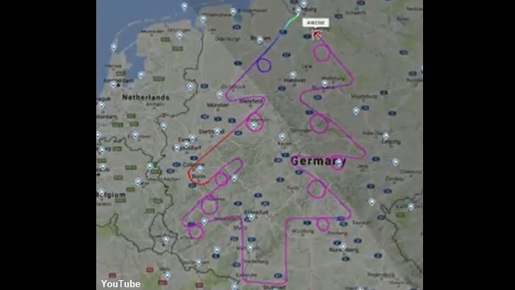 Festive Flight Path Forms Christmas Tree Over Germany