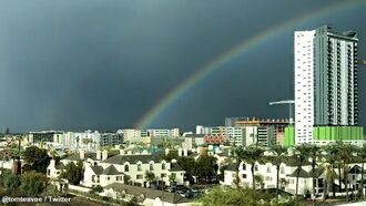 Watch: Rainbow Endures Storm