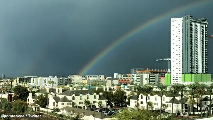 Watch: Rainbow Endures Storm